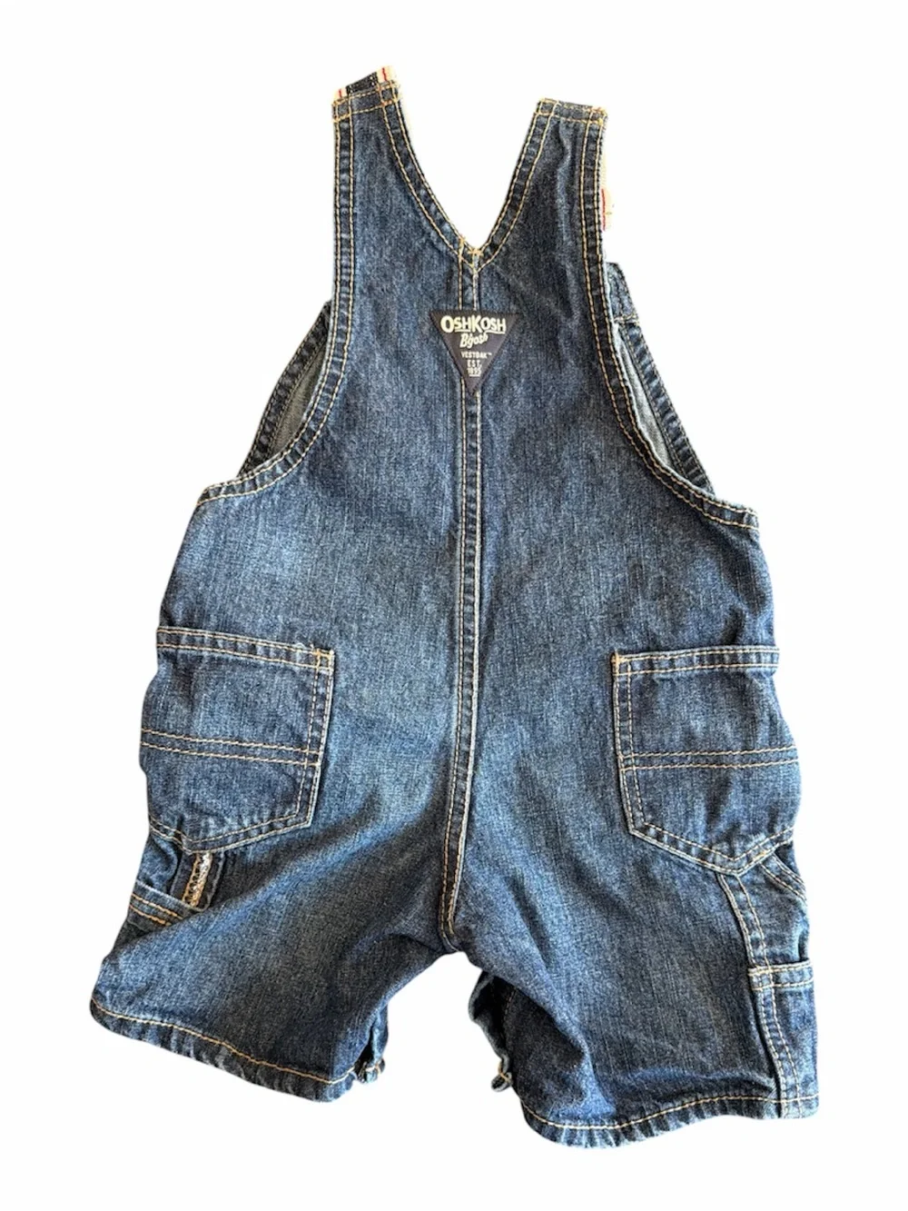 Osh Kosh B'Gosh 18 mo overalls shortalls Carpenter loop denim stripe straps